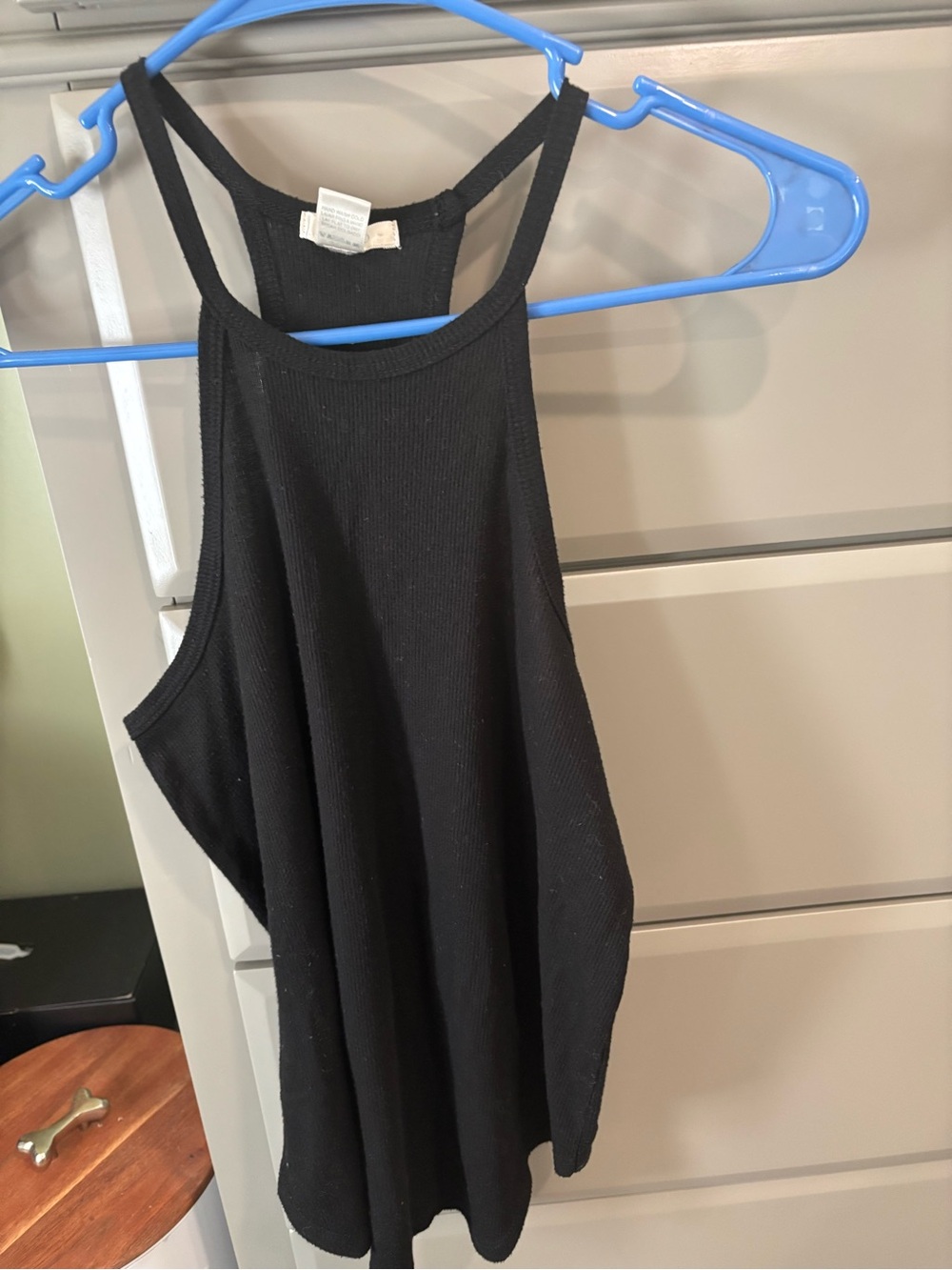 Bozzolo Black Ribbed High-Neck Racerback Tank